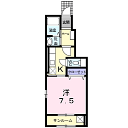 サイドエイト2 1Kの間取図画像