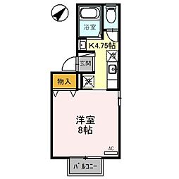 コムサデセジュール2 1Kの間取図画像