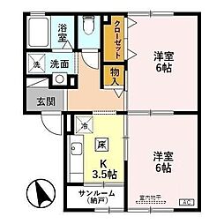 パルムドーム01 2Kの間取図画像