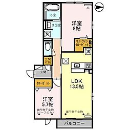 Ciel'dage(シエルデイジ) 2LDKの間取図画像
