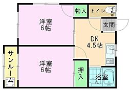 ホワイトハイツ 2DKの間取図画像
