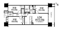 クレストシティレジデンス 3LDKの間取図画像