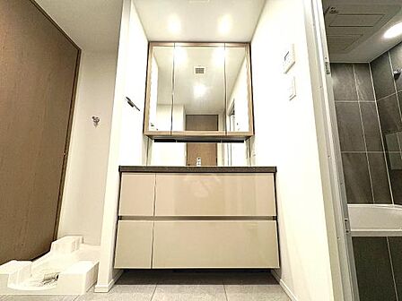 シャワー付き洗面化粧台です。手軽にシャンプーができ、お掃除もしやすいですね。