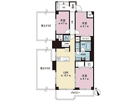 3LDK 間取り