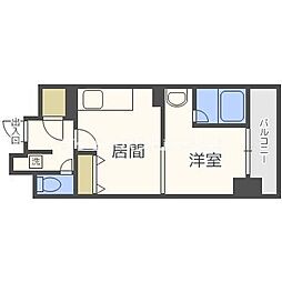 KDX堺筋本町レジデンス ワンルームの間取図画像