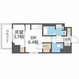 ジオエント新町 1DKの間取図画像