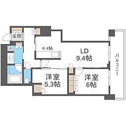 阿波座ライズタワーズフラッグ46 2LDKの間取図画像