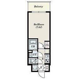 S-RESIDENCE難波大国町Uno 1Kの間取図画像