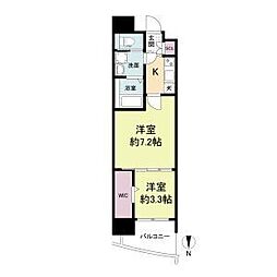 セレニテ堺筋本町プリエ 2Kの間取図画像