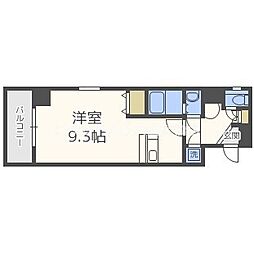 ブランドールM・西長堀 1Kの間取図画像