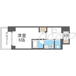 リヴェント難波ウエスト 1Kの間取図画像