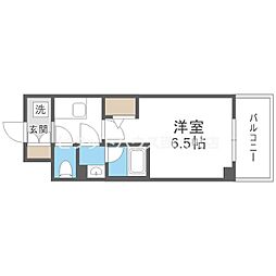 リヴェント難波ウエスト 1Kの間取図画像