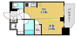 ライフフィールドなにわ本町PUELLE 1DKの間取図画像