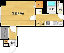 ミーネ新町館 1Kの間取図画像