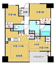 リバーガーデン四天王寺 3LDKの間取図画像