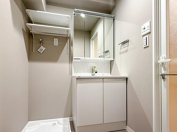 使い勝手の良い洗面台で、朝の準備もスムーズにこなせます。