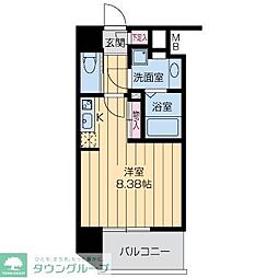 ドゥーエ江坂3 ワンルームの間取図画像