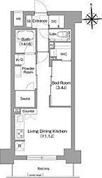 大阪市中央区博労町1丁目マンション 1LDKの間取図画像