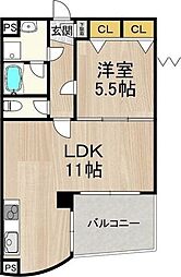 フェルザ今宮戎 1LDKの間取図画像