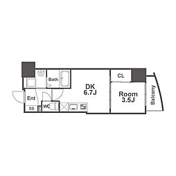 セレニテ堺筋本町SUD 1DKの間取図画像