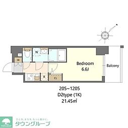 S-RESIDENCE上新庄beat 1Kの間取図画像