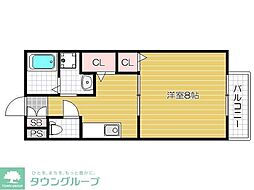 ヴィラグレイスA・B 1Kの間取図画像