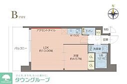 プレジオ玉造 1LDKの間取図画像