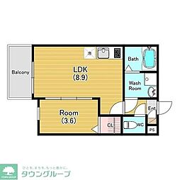 ジーメゾン東本町エルカーサ 1LDKの間取図画像