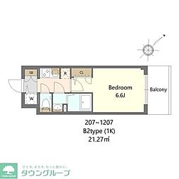S-RESIDENCE上新庄beat 1Kの間取図画像