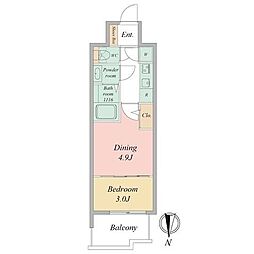 セレニテ東梅田アリエ 2Kの間取図画像