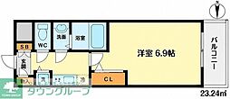 エスリード松屋町サウス 1Kの間取図画像