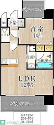 CITYSPIRE西中島 1LDKの間取図画像