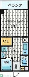 クレール大桐2 1Kの間取図画像