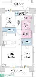 スプランディッド難波VII 2LDKの間取図画像