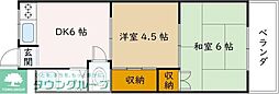 101号岡崎マンション 2DKの間取図画像