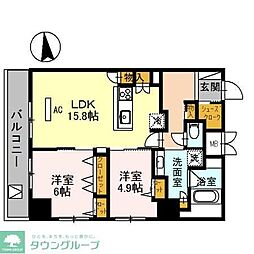 グランセジュール江坂パーカー江坂ビル 2LDKの間取図画像