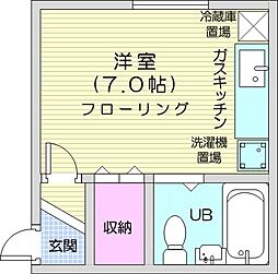 プチキューブ ワンルームの間取図画像