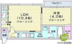 ラ・シュエット桑園 1LDKの間取図画像