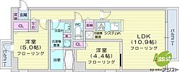 ヴォーネン円山裏参道 2LDKの間取図画像