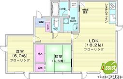 リブウェル麻生 2LDKの間取図画像