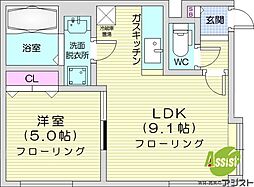 エフ・グランツ 1LDKの間取図画像