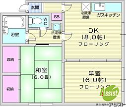 フラッツ328 2DKの間取図画像