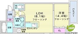 カンナスプレイド 1LDKの間取図画像