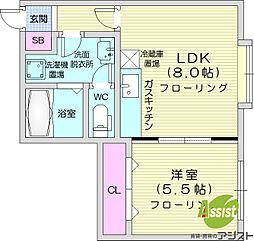 チェリーハウス 1LDKの間取図画像