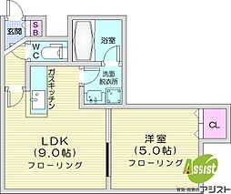 ル・ヴァンヴェール 1LDKの間取図画像
