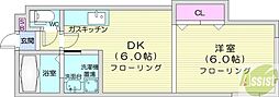 ブルーベル麻生 1DKの間取図画像