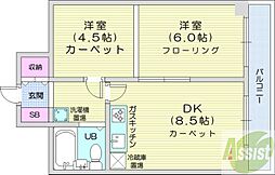 ファッションコーポラス 2LDKの間取図画像