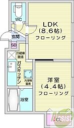 ツインズ南8条壱番館 1LDKの間取図画像