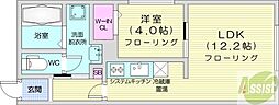 フェリオ山鼻 1LDKの間取図画像