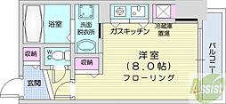 ブランノワールN13.exe ワンルームの間取図画像